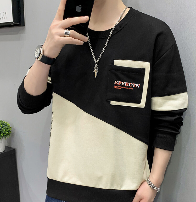Fleeced Hoodie Pullover For Men With Round Collar
