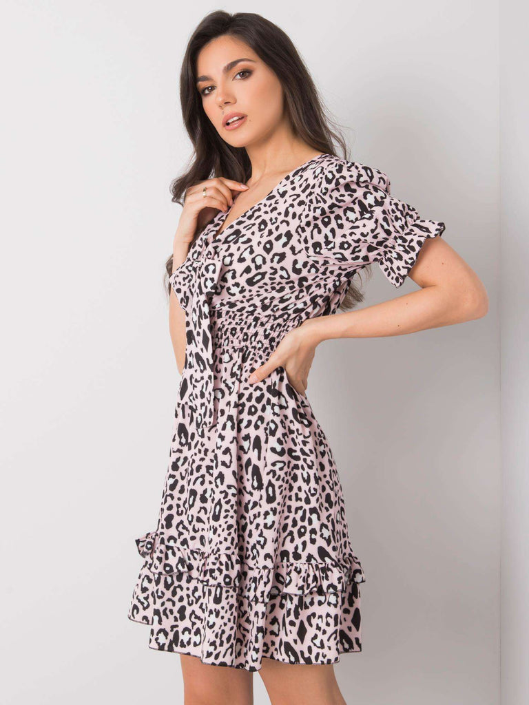 New Short Skirt Printed Color V-Neck Dress Women