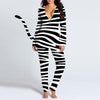 Women's V-neck Digital Printing Long-sleeved Button Tail Bodysuit