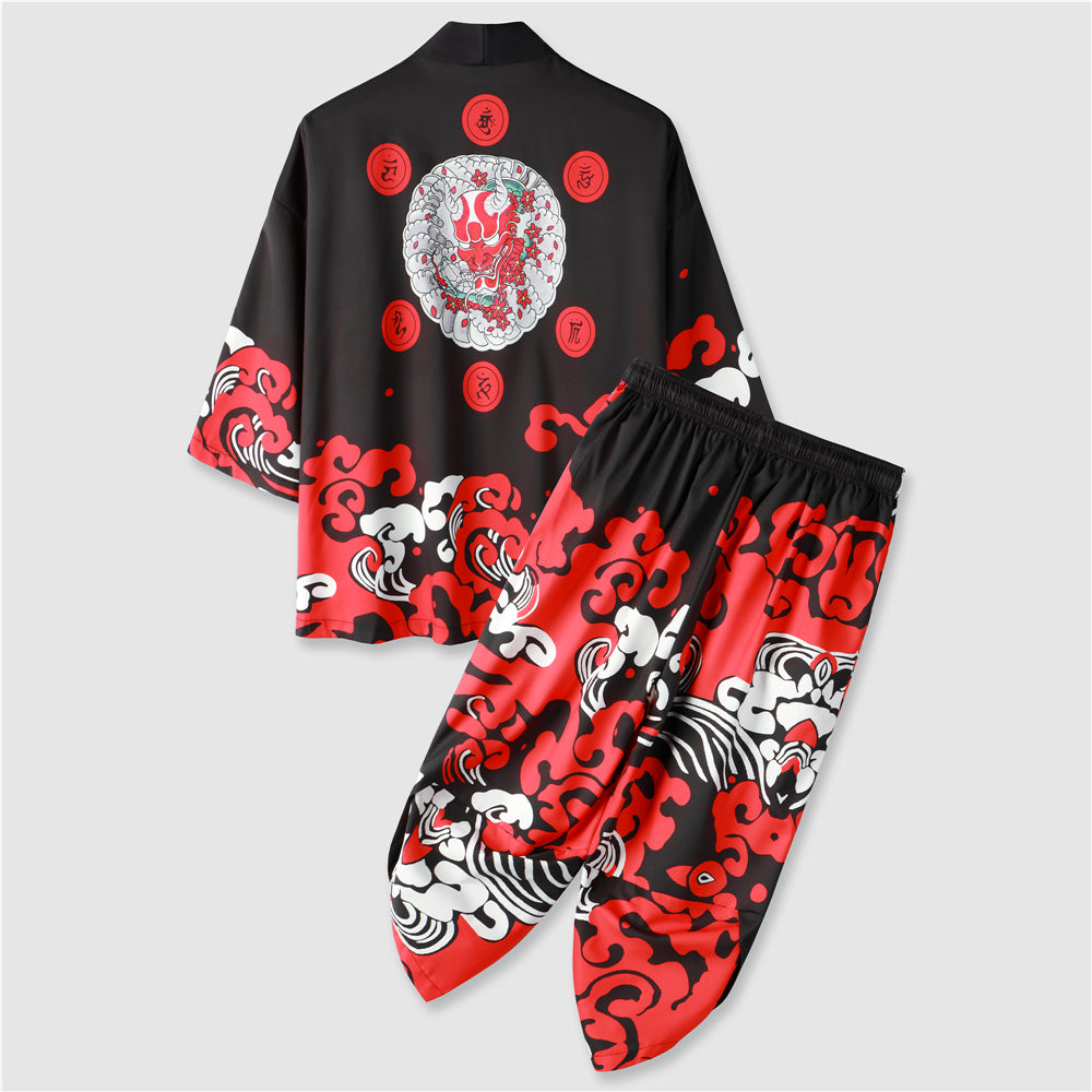 Two-piece Outfits Summer Clothes Men's Graphic Kimono & Pants Without Tee