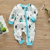 Boys And Girls Cotton Cactus Pattern Long-sleeved Zipper Jumpsuit