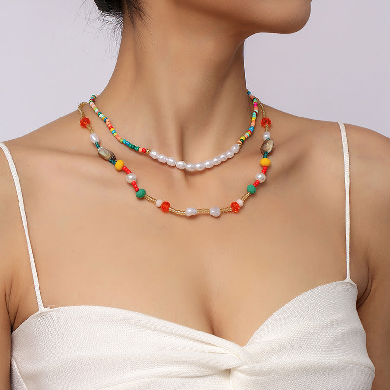 Personalized Handwoven Rice Beads Multilayer Necklace