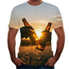 Personalized Design Beer 3D Digital Print Flower Men Short-Sleeved T-Shirt