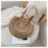 Fashion Hollow Flower Round Straw Woven Bag