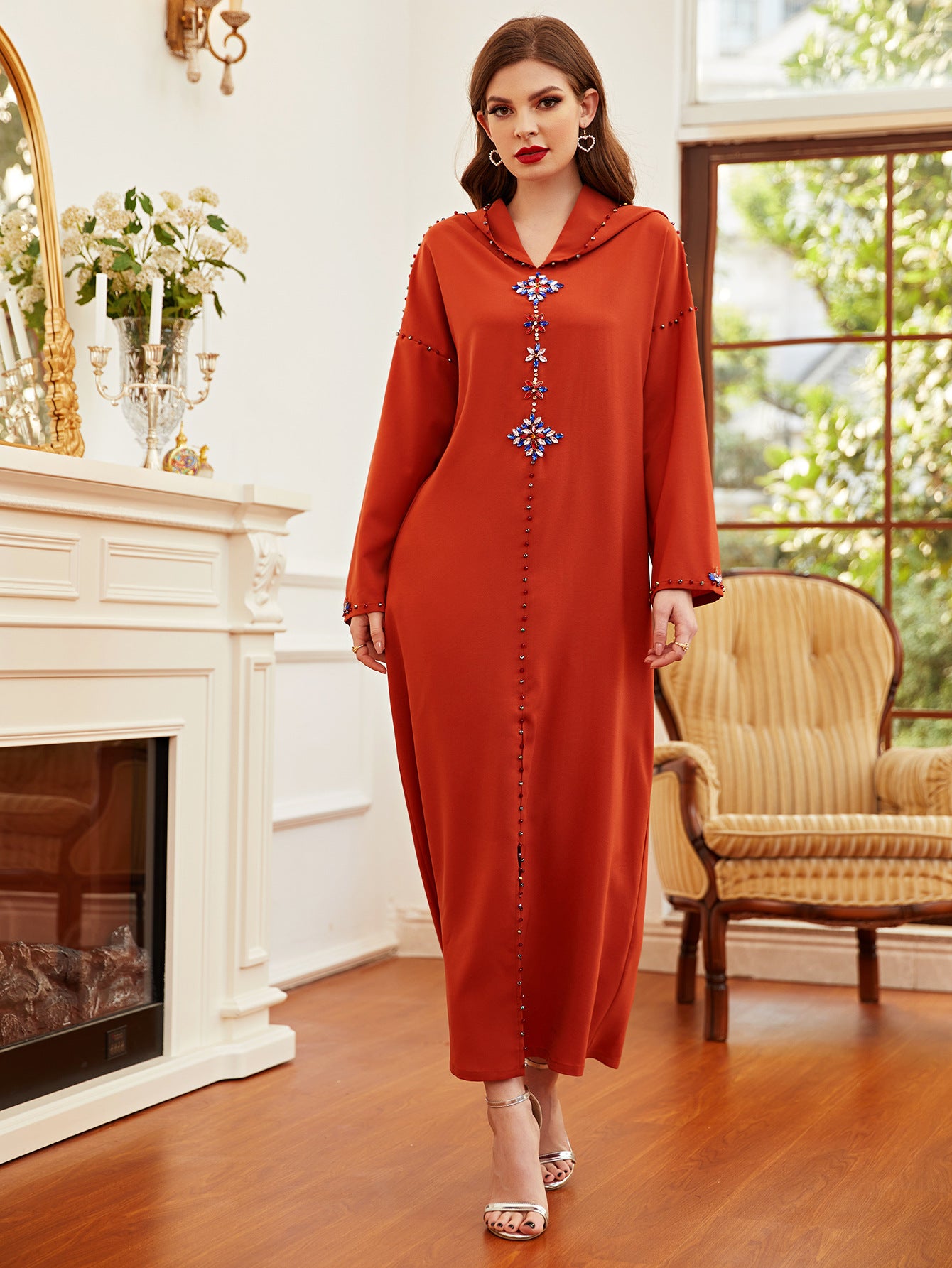 New Hooded Women's Hand Sewn Drill Long Sleeve Dress