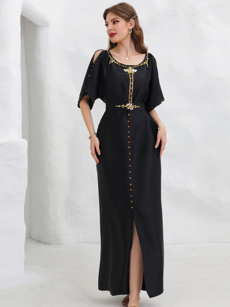 Middle Eastern Party Festive Dress Showing Thin Meat Covering Dress
