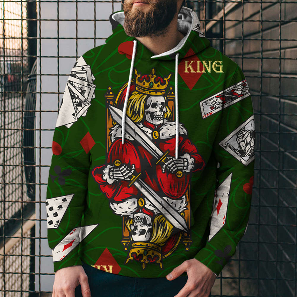 Poker Digital Printed Sweater Street Fashion Loose Sports Hoodie