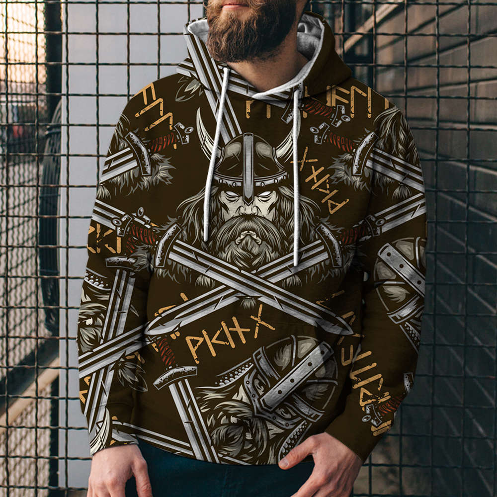 3D Digital Printing Loose Hooded Sweatshirt