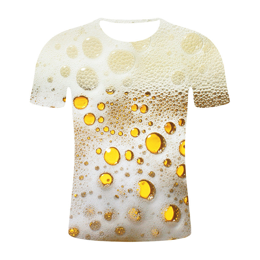 Graphic Beer Print Short-Sleeved T-Shirt