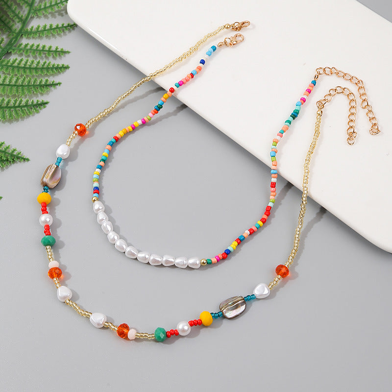 Personalized Handwoven Rice Beads Multilayer Necklace