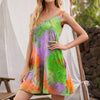 Sleeveless Crewneck Pocket Tie-Dye Print Tank Top Dress