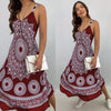 Summer Vintage Elegant Print V-neck Sleeveless Beach Party Long Dress