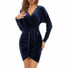 V-Neck Slim Sexy Tight-Fitting Cocktail Party Women Long-Sleeved Dress