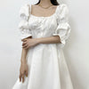 Temperament Waist Waist French Style Sleeve Dress Women