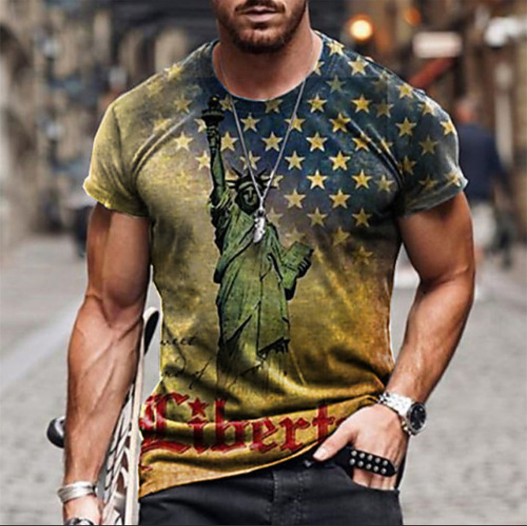 3D Digital Round Neck Short Sleeve T-Shirt