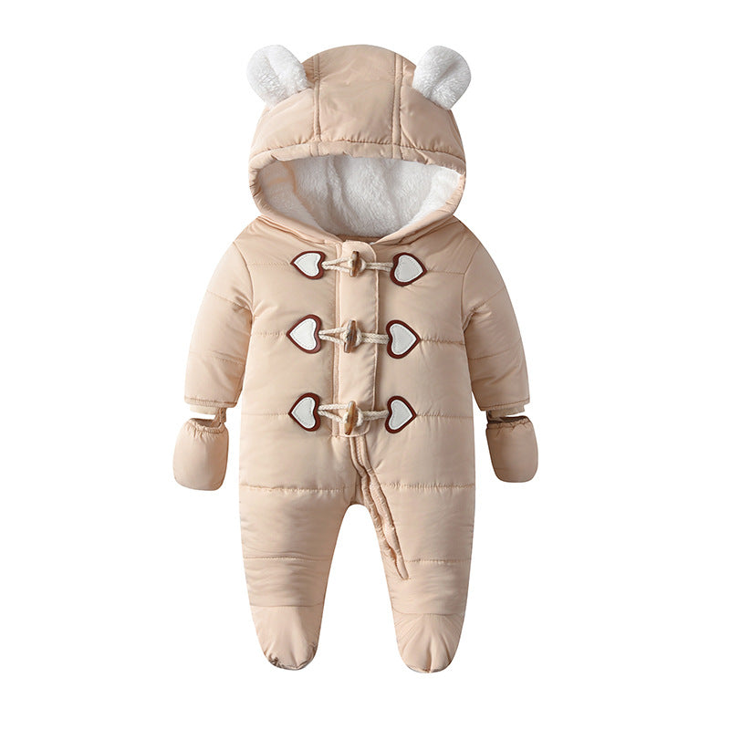 Baby Winter Clothes One-piece Thick Quilted Plus Velvet Warm Baby Cotton-padded Clothes