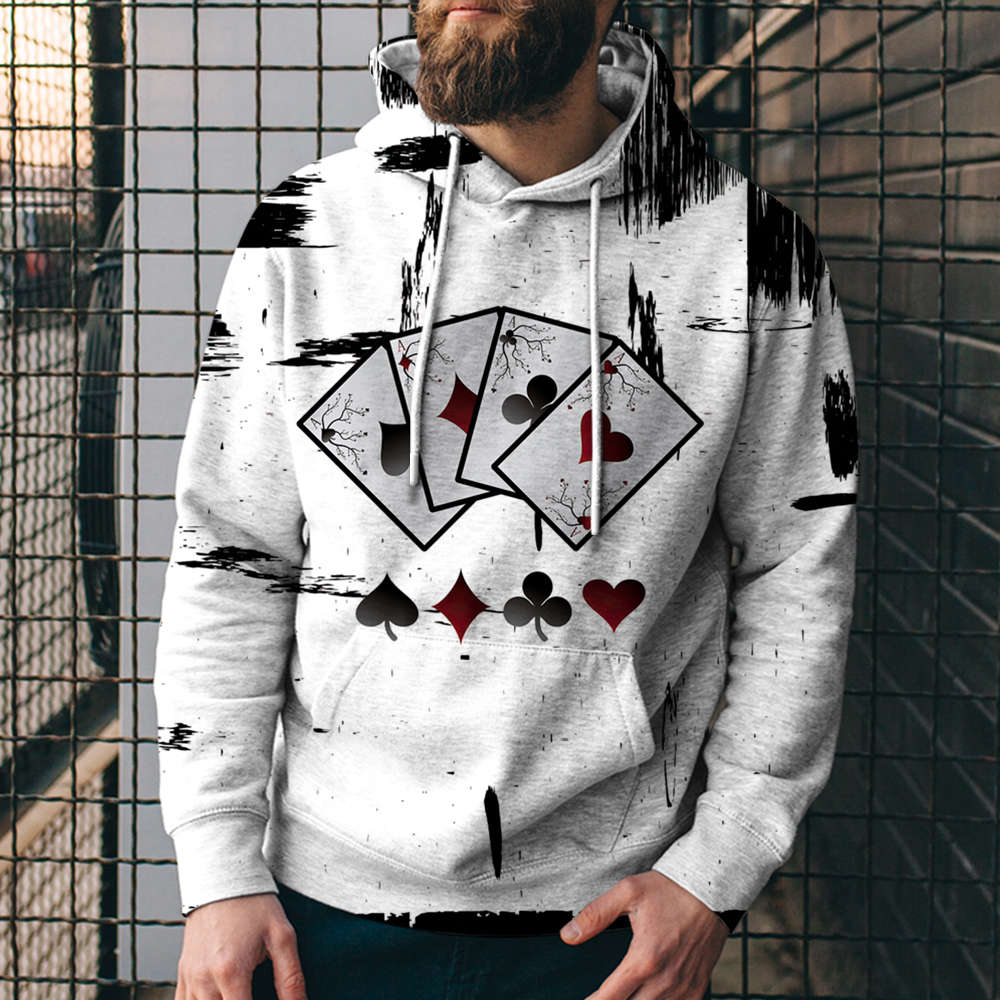 Poker Digital Printed Sweater Street Fashion Loose Sports Hoodie