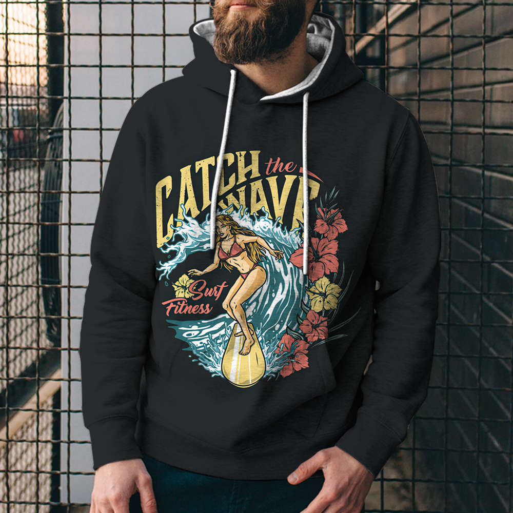 3D Digital Printing Loose Hooded Sweatshirt