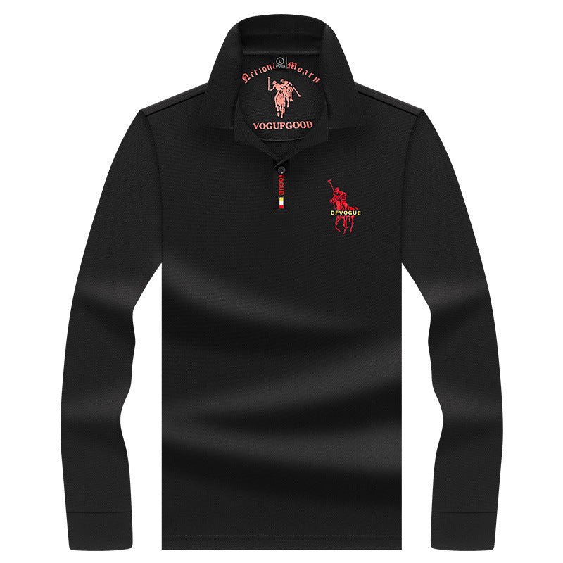 Pure Color New Embroidery Long-sleeved Business Men