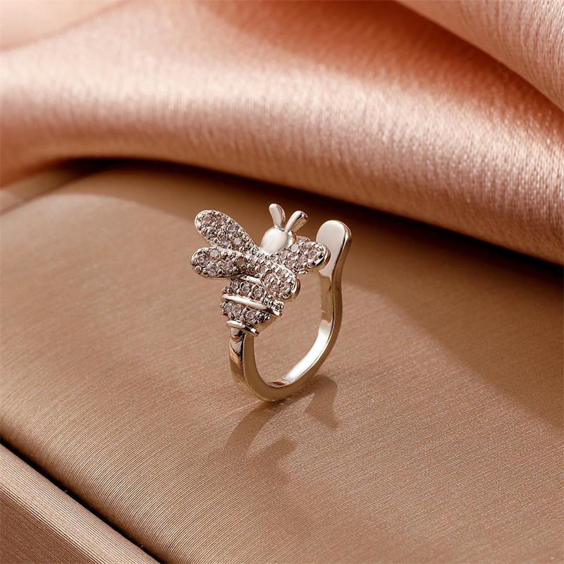 Simple And Cute Little Bee Ear Clip Personality Diamond Small Insect Ear Clip Single