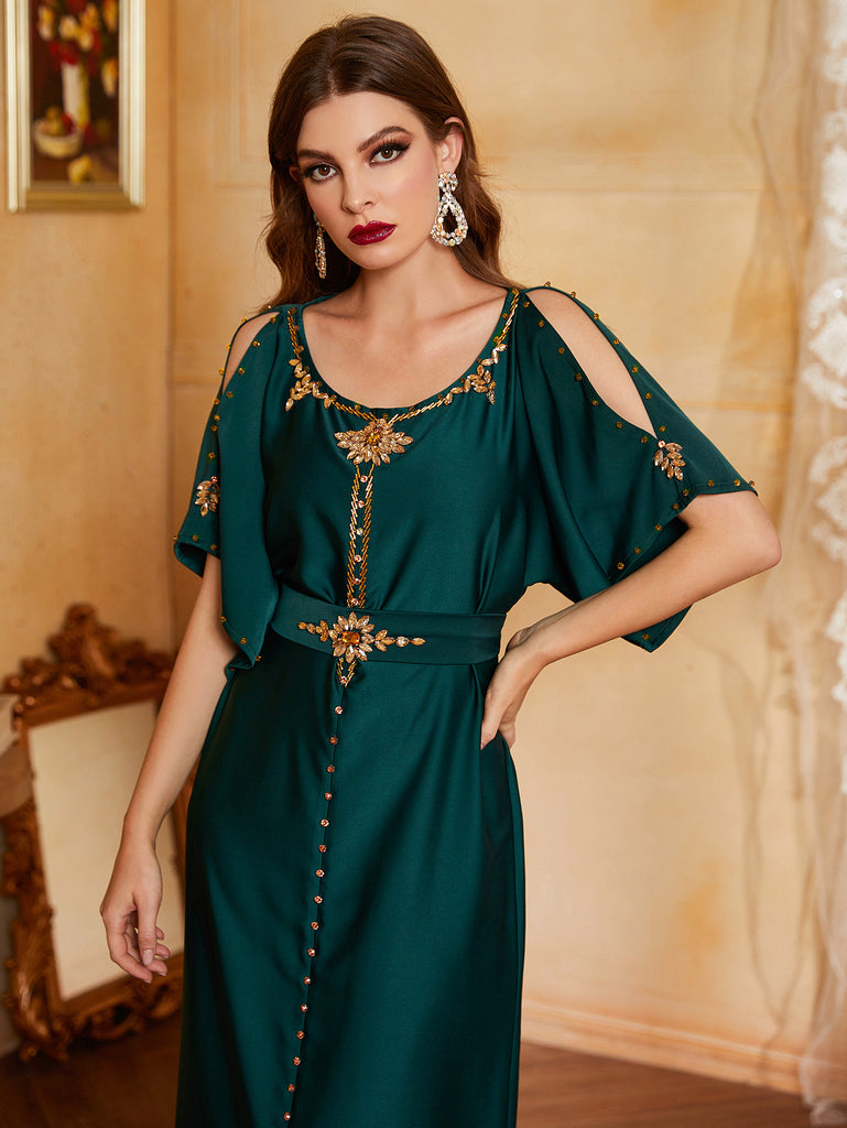 Middle Eastern Party Festive Dress Showing Thin Meat Covering Dress