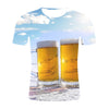 Personalized Design Beer 3D Digital Print Flower Men Short-Sleeved T-Shirt