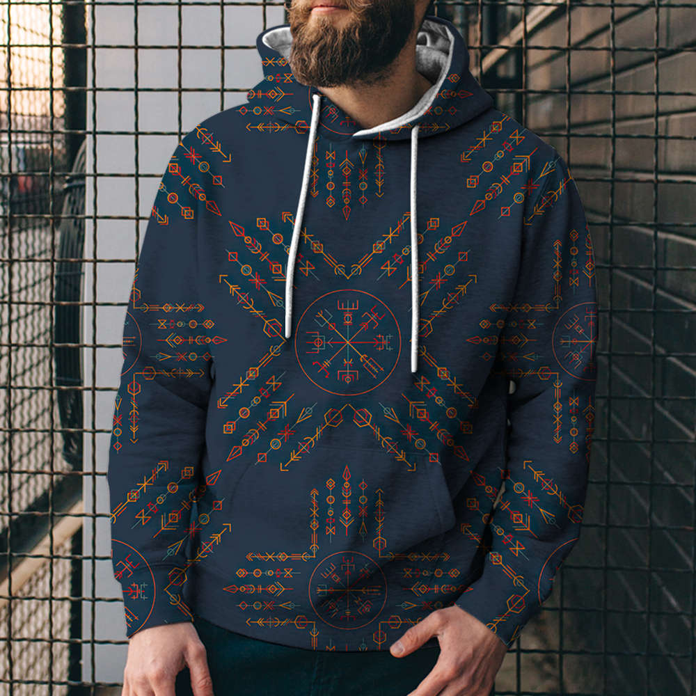 3D Digital Printing Loose Hooded Sweatshirt