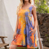 Sleeveless Crewneck Pocket Tie-Dye Print Tank Top Dress