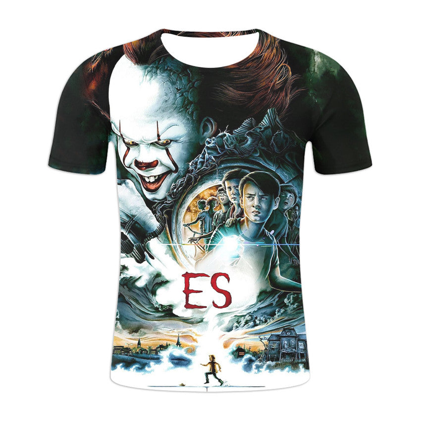 European And American Style Clown 3D Digital Printing Round Neck Short Sleeve T-Shirt