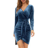 V-Neck Slim Sexy Tight-Fitting Cocktail Party Women Long-Sleeved Dress