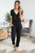 Women's Elastic Waist Drawstring Pocket Straight Leg Jumpsuit