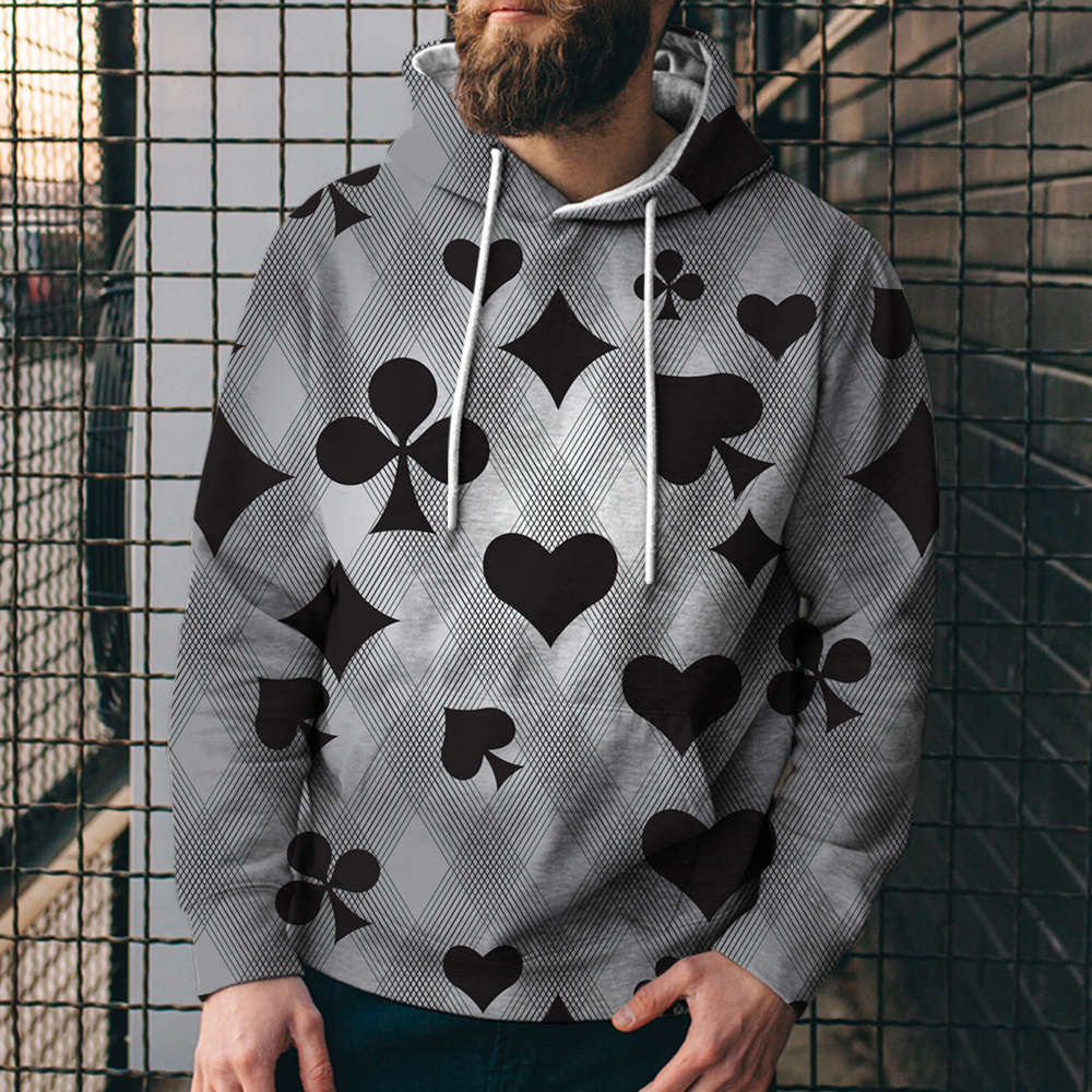 Poker Digital Printed Sweater Street Fashion Loose Sports Hoodie