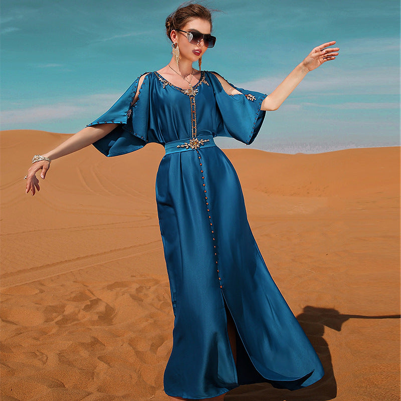 Middle Eastern Party Festive Dress Showing Thin Meat Covering Dress