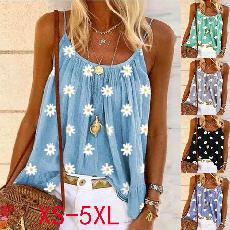 Women's Daisy Print Camisole Shirt Vest