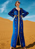 New Heavy Industry Hand-stitched Diamond Royal Blue Velvet Dress