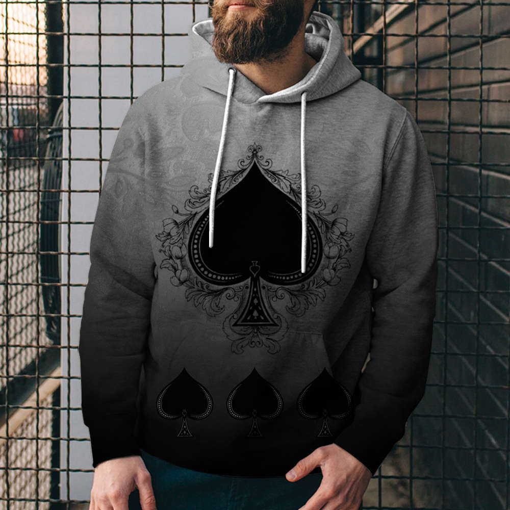 Poker Digital Printed Sweater Street Fashion Loose Sports Hoodie