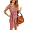 Fashion Solid Color Waist Sleeveless Short Dress