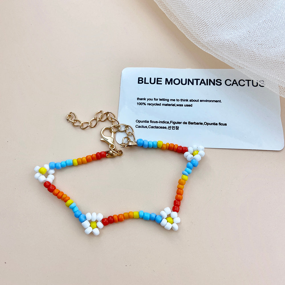 Ethnic Style Colored Beaded Daisy Flower Girl Hand Ornament