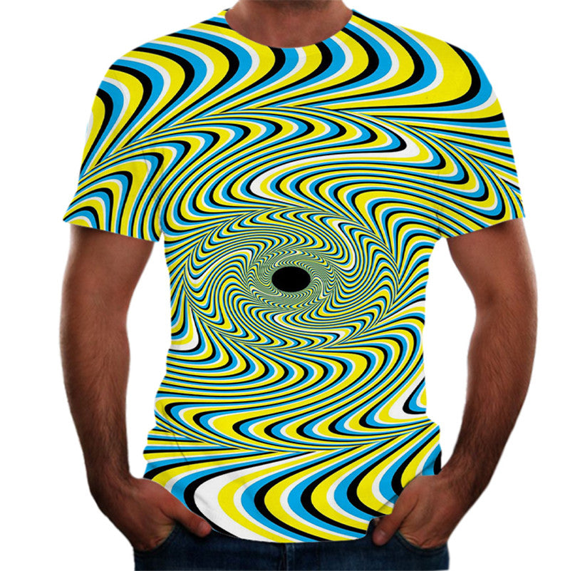 Digital print round neck short sleeve T-shirt