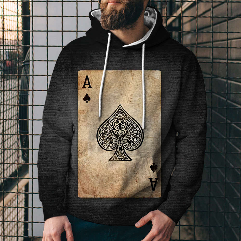 Poker Digital Printed Sweater Street Fashion Loose Sports Hoodie