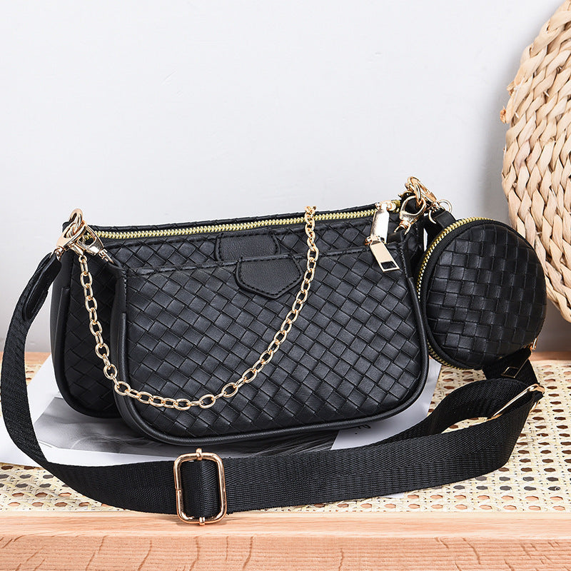 Fashion Woven Pattern PU Leather Crossbody Bag