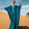 New Lake Blue Gold Ribbon Cape Dubai Loose Bat Shirt Dress