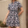 Women's Floral Print Fungus Trim Short Sleeve Dress