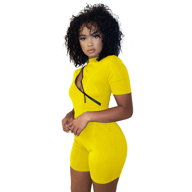 Stitching Contrast Skinny Casual Jumpsuit