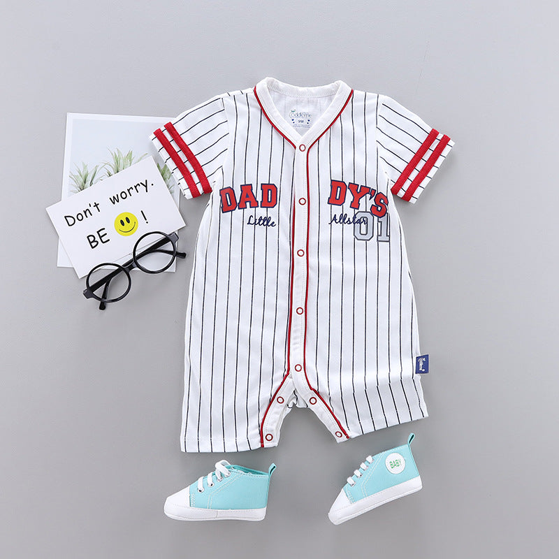 Summer Clothes Thin Combed Cotton Newborn One-piece Baby Short-sleeved Boxer Romper