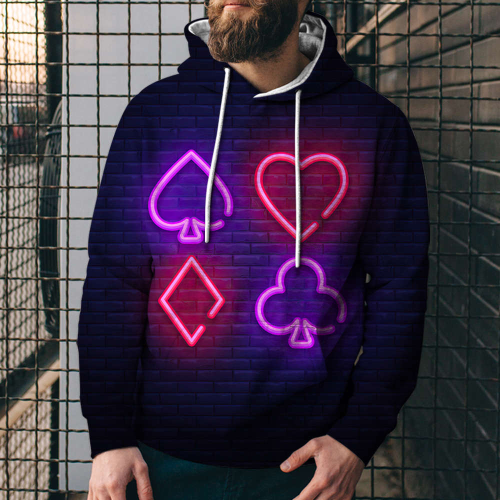 Poker Digital Printed Sweater Street Fashion Loose Sports Hoodie