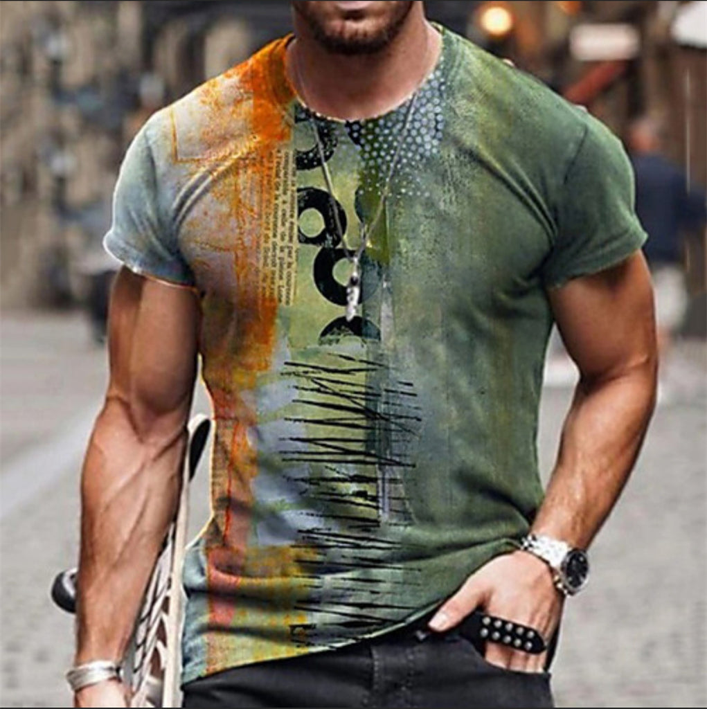 3D Digital Round Neck Short Sleeve T-Shirt