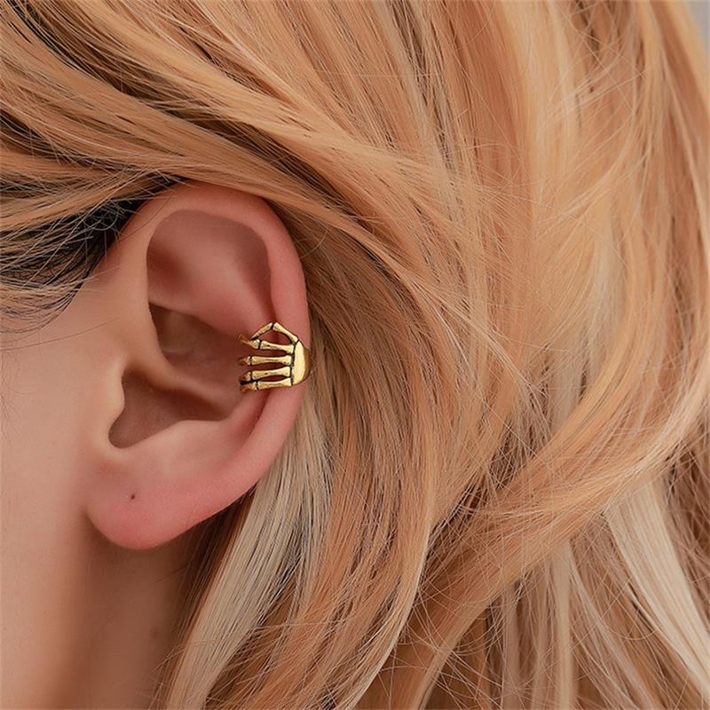 Skull Hand Spine Ear Bone Clip Earrings