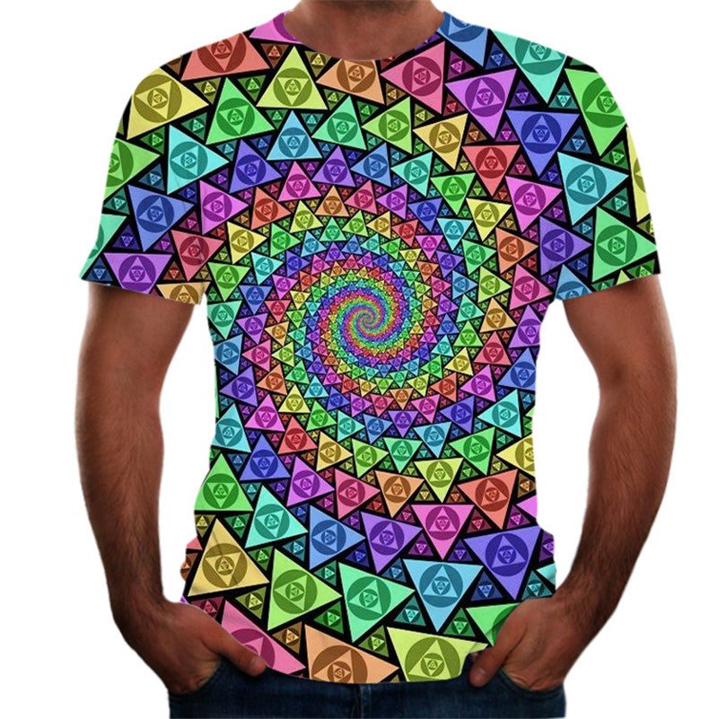 Digital print round neck short sleeve T-shirt