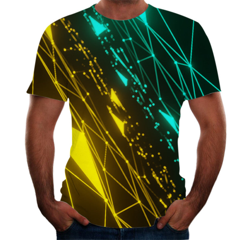 Digital print round neck short sleeve T-shirt